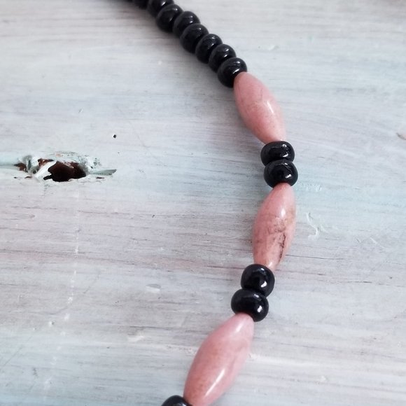 Onyx & Pink Quartz Girls Bib Necklace, 12" - Picture 9 of 11